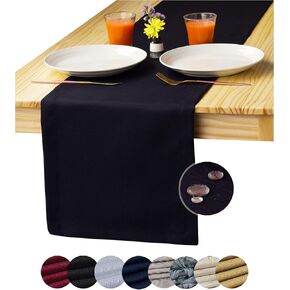 Black Table Runner 60 inch, Wrinkle-Free Dresser Cover, Waterproof Coffee Table Runner, Outdoor Long Dining Table Runners, Decor for Nightstand, Dinner Parties, Wedding, Independence, Birthday