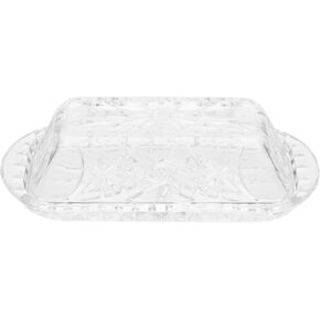 SHOWERORO 1pc Box Glass Butter Box Dishes Glass Butter Plate Snack Container Butter Plate with Cover Crystal Butter Dish Glass Butter Keeper Food Container Glass Dish Bread Clamshell