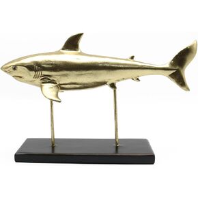 Lukitas Shark Statues and Sculptures Decor, Ocean Sea Animal Figurines, Modern Decoration for Office Living Room Porch, Choice for Shark Lovers, Resin (Gold) L12'' in Kuwait