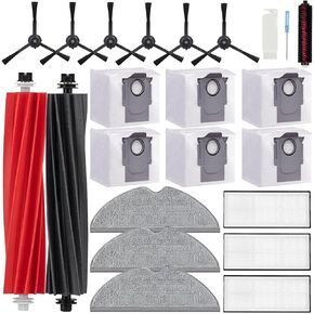 20 Pack Replacement Accessories kit Compatible with Roborock S8 Pro Ultra Robot Vacuum Cleaner,1 Set Main Brush，1 Rubber Roller Brush, 3 Hepa Filters,3 Mop Cloth, 6 Side Brush, 6 Vacuum Bags