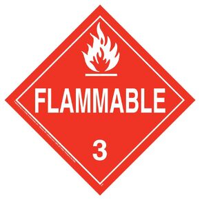 Class 3 Flammable Liquid Placard, Worded 25-pk. - 10.75" x 10.75" Removable Self Adhesive Vinyl for Temporary Applications - J. J. Keller & Associates - Complies with DOT Hazmat Placard Requirements