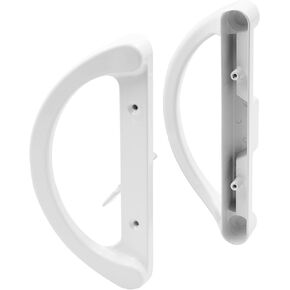 Prime-Line C 1360 Sliding Door Handle Set, Mortise Style, 3-15/16 In. Hole Center, White Finish (D Pull Interior/D Pull Exterior)