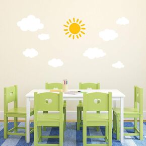 DECOWALL DWG-707WY Sun and Clouds Graphic Kids Wall Stickers Wall Decals Window Stickers Peel and Stick Wall Stickers for Kids Nursery Bedroom Living Room (White_707WY)