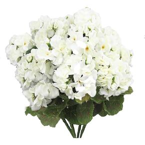 FERIAL4PCS Artificial Red Geranium Silk Flowers Outdoor Plant Bush Faux Flowers Geraniums for Floral Home Decor Outdoor Indoor Garden Patio Grave Cemetary Vase Table Centerpiece