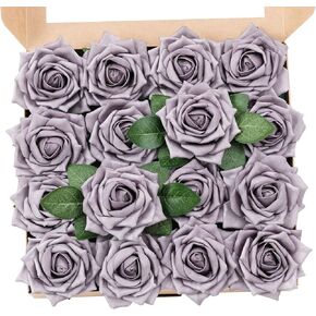 TINGE TIME Artificial Roses for Decoration 16pcs Real Looking Fake Flowers w/Stem Peacock Green Artificial Flowers for DIY Wedding Bouquets Bridal Shower Centerpieces Party Anniversary Home Decor