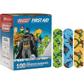 Justice League 100CT Bandages 3/4x3", DC Comics Offficial (Batman, Green Lantern, Aquaman) 2 Pack (2 Pack)