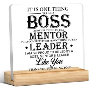 Best Boss Gifts, Boss Gifts for Women Men, Thank You Appreciation Gifts for Boss Mentor Leader, Boss Acrylic Desk Sign Office Decor