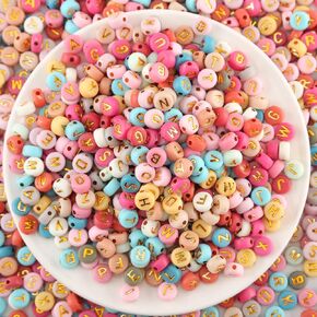 1000pcs 4x7mm Acrylic Alphabet Letter Beads A-Z Round Acrylic Letter Beads for Jewelry Making Alphabet Beads (White/Black)