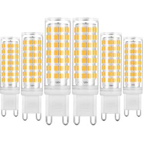 YUIIP G9 LED Bulb Dimmable 6W Warm White 3000K G9 Bi-pin Base Light Bulbs AC 120V 50W 60W Halogen Lamp Equivalent for Chandelier, Ceiling Fan Lighting, Pack of 6