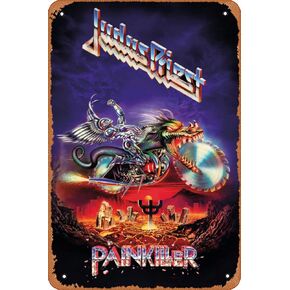 علامة Zuhhgii المعدنية الرجعية Judas Priest Painkiller علامة القصدير العتيقة، نمط هزلي، لافتات مضحكة، مسرح سينما الأفلام، كهف الرجل، المرآب، الحانة الموسيقية، مصنع الجعة، المقهى، ديكور الحائط، فن 12 × 8 بوصة in Kuwait