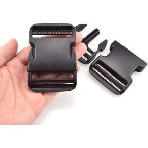 SGH Pro Extra Thick Military Grade Dual Adjustable Quick Side Release Buckles 2' Wide 4 Pack Clips Snaps No Sewing Heavy Duty Plastic Replacement for Nylon Strap Webbing Boat Cover Backpack Fanny Pack