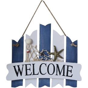 Homoyoyo Nautical Wall Decor Decoraciones Para Salas De Casa Coastal Decor Beach Themed Decor for Home Wreaths for Front Door Welcome Sign Board Porch White Pendant Bamboo Seaside