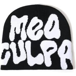 MEA Culpa Beanie Knitted Hat Grunge Wool Hat Summber Black, Cold Warm Hip Hop Graphic Designs