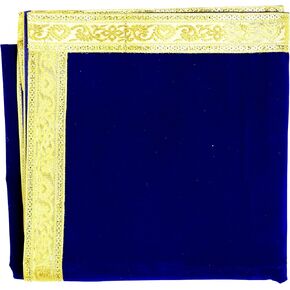 Decorative Mat Aasan Large Pooja Cloth Backdrop Mat Aasan Velvet Aasan Cloth with golden lace (Size:- 40 Inches X 40 Inches,) for Multipurpose Indian Traditional Decorations Item & Article(Blue)