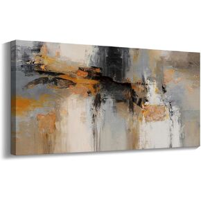 AJAZIKO Black and Gold Modern Wall Art - Large Abstract Wall Art Decor for Living Room, Bedroom, Office - Elegant Black and White Painting for Stylish Home Decor