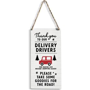 Rustic Wood Sign Front Porch Decor Front Door Decor Delivery Drivers Thank You Doorbell Sign Hanging Wall Sign Wooden Wall Art Decor Decorative Plaque Sign for Home Office Cafe Store Pub Club