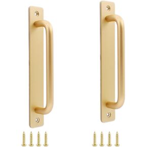 2 Pack Closet Door Handles, 7 inch Rustic Barn Door Handle Gate Handle,Aluminium Alloy Modern Barn Door Handles for Sliding Door Kitchen Cabinet Shed Door with Mounting Screws Black
