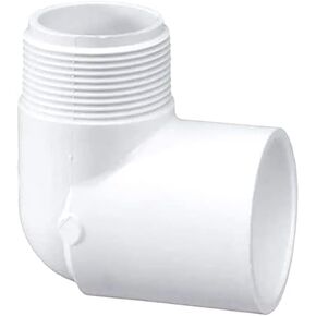 PVC 90 Degree Elbow Pipe Connector – 1 inch MNPT Male Pipe Thread x 1 inch Slip Socket 90 Degree Street Elbow SCH 40 for Home Sewer Plumbing Water Line – White