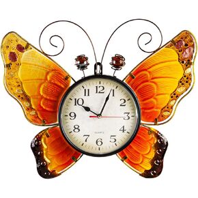 Evergreen Metal and Glass Shaped Wall Clock, Butterfly