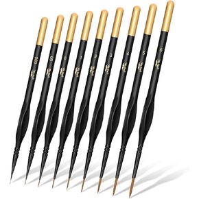 Mr. Pen- Detail Paint Brushes Set, 9 pcs, Silver/Black, Miniature Paint Brushes, Thin Paint Brushes, Model Paint Brushes, Fine Tip Paint Brush, Face Paint Brushes Set, Mini Paint Brushes in Kuwait