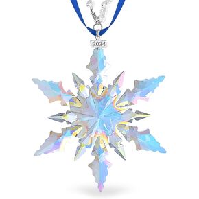 2024 Annual Christmas Ornaments Crystal Snowflake Star - Christmas Tree Ornaments Pendant Crystal Sun Catcher Home Hanging Decor in Saudi Arabia