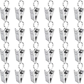 LIHAO 24pcs Curtain Clips, Stainless Steel Curtain Hooks, Hanging Clips with Hooks for Curtain String Lights Photos Party Decor