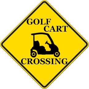 Rogue River Tactical Funny Metal Warning Golf Cart Crossing XING Tin Sign Wall Décor Man Cave Bar Golfer