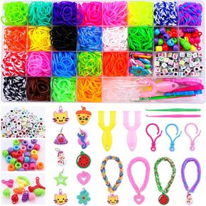 HTVRONT Rubber Band Bracelet Kit - 2100 Loom Bracelet Making Kit for Girls, 23 Colors Rubber Band Kit, Durable Rubber Bands for Bracelets, Loom Bands kit with Accessories Friendship Bracelets Kit