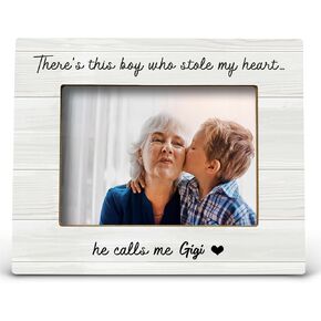FONDCANYON Gigi Gifts Picture Photo Frame - Gigi Gifts for Grandma, Grandma Birthday Mothers Day Gifts Picture Frames for Gigi, There's This Boy Who Stole My Heart He Calls Me Gigi (5x7 Inch Photo)