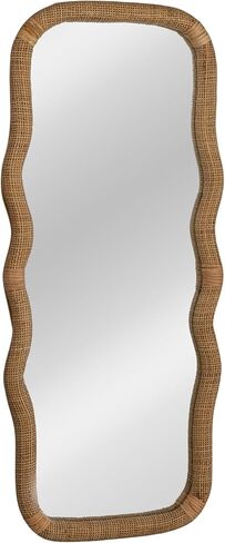 Creative Co-Op Large Wood and Rattan Wavy Mirror, Natural in Saudi Arabia
