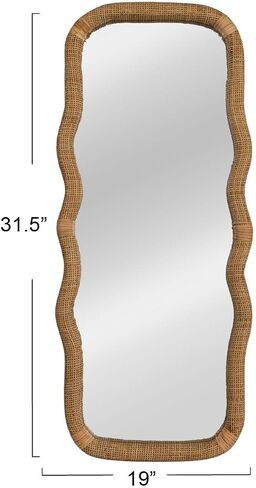 Creative Co-Op Large Wood and Rattan Wavy Mirror, Natural in Saudi Arabia