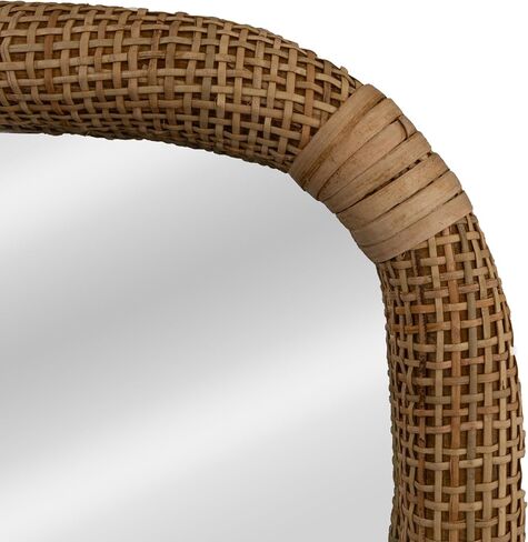 Creative Co-Op Large Wood and Rattan Wavy Mirror, Natural in Saudi Arabia