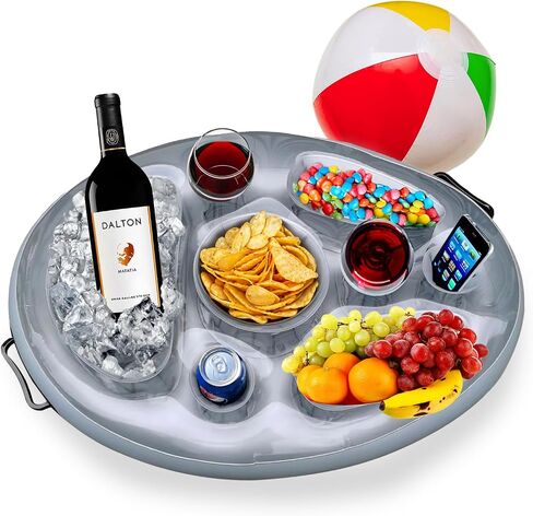 Inflatable Drink Floats for Swimming Pool, Hot Tub, Lake, and Ocean, Floating Tray for Snacks, Cocktails, Beer, Wine, Summer Accessories for Adults in Kuwait