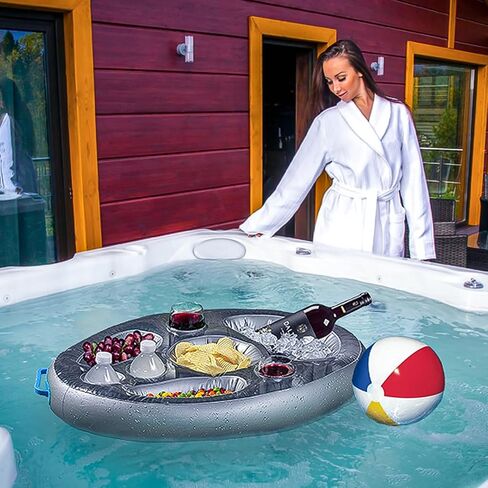 Inflatable Drink Floats for Swimming Pool, Hot Tub, Lake, and Ocean, Floating Tray for Snacks, Cocktails, Beer, Wine, Summer Accessories for Adults in Kuwait