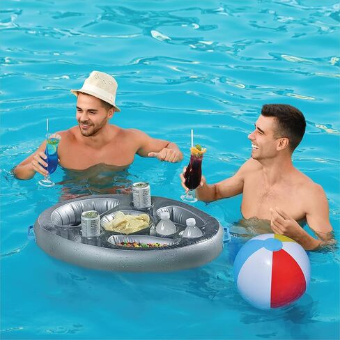 Inflatable Drink Floats for Swimming Pool, Hot Tub, Lake, and Ocean, Floating Tray for Snacks, Cocktails, Beer, Wine, Summer Accessories for Adults in Kuwait