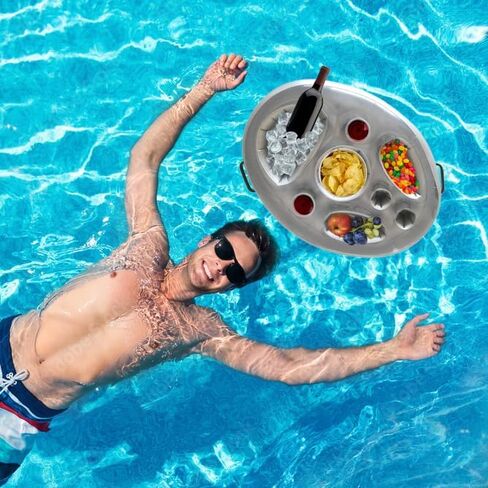 Inflatable Drink Floats for Swimming Pool, Hot Tub, Lake, and Ocean, Floating Tray for Snacks, Cocktails, Beer, Wine, Summer Accessories for Adults in Kuwait