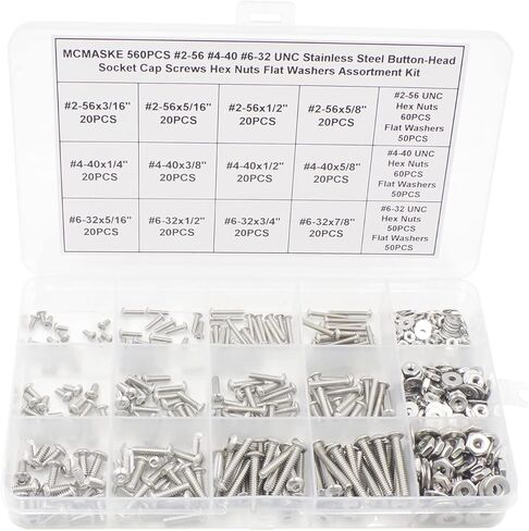 560 قطعة #2-56 #4-40 #6-32 UNC الفولاذ المقاوم للصدأ زر رئيس المقبس غطاء مسامير عرافة المكسرات شقة غسالات مجموعة متنوعة in Kuwait