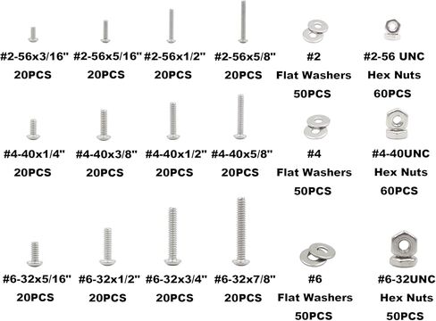 560 قطعة #2-56 #4-40 #6-32 UNC الفولاذ المقاوم للصدأ زر رئيس المقبس غطاء مسامير عرافة المكسرات شقة غسالات مجموعة متنوعة in Kuwait