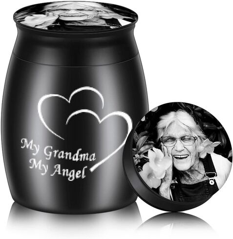INBLUE Keepsake Urns for Human Ashes, Mini Urns for Human Ashes with Angel Halo and Wings Photo/Text Engraving, Stainless Steel Small Urns for Ashes & Cremation Keepsakes for Ashes(F/s) in Saudi Arabia