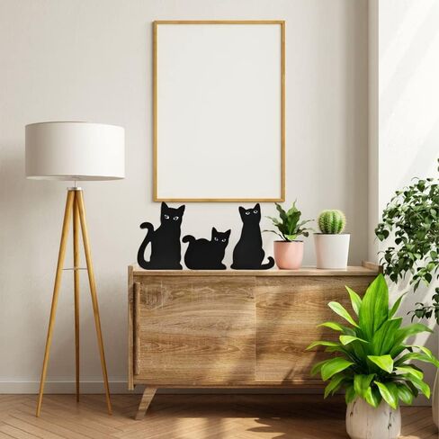Halloween Wooden Black Cat Decorations, Set of 3 Fall Cats Figurines Ornaments for Tiered Tray, Shelf and Fireplace Decor, Farmhouse Halloween Cats for Cat Lovers, Office Supplies in Kuwait