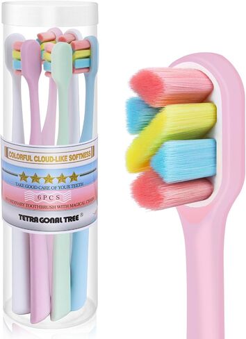 6 Pieces Individually Wrapped Extra Soft Toothbrush for Sensitive Teeth & Gums - Gum Care Toothbrush with 4000 Ultra-Soft Bristles, Compact Small Head (Macaron Color) in Saudi Arabia