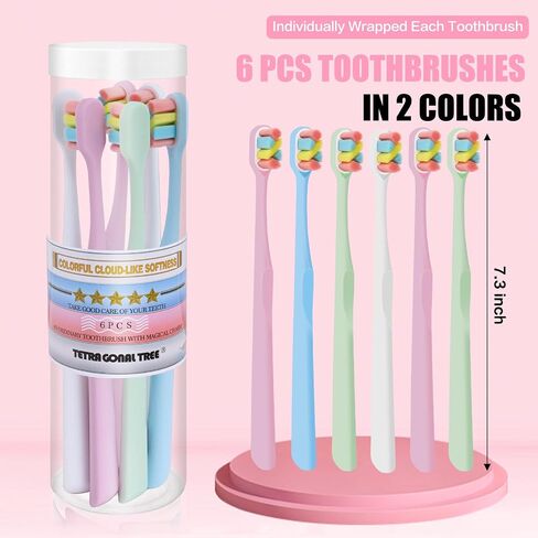 6 Pieces Individually Wrapped Extra Soft Toothbrush for Sensitive Teeth & Gums - Gum Care Toothbrush with 4000 Ultra-Soft Bristles, Compact Small Head (Macaron Color) in Saudi Arabia