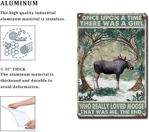 Tin Sign Once Upon A Time A Girl Who Really Loved Moose Metal Tin Sign Coffee Bar Decor Tin Sign Wall Decoration 8×12inch/Tin Sign in Saudi Arabia