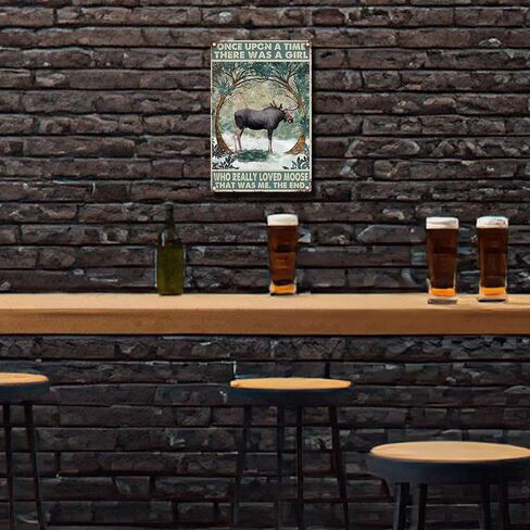 Tin Sign Once Upon A Time A Girl Who Really Loved Moose Metal Tin Sign Coffee Bar Decor Tin Sign Wall Decoration 8×12inch/Tin Sign in Saudi Arabia