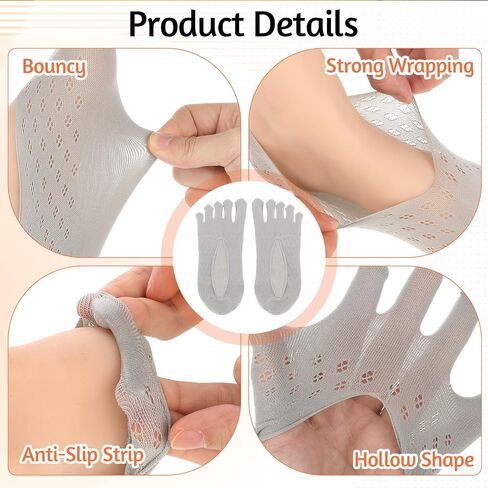 Mozeat Lens 5 Pairs No Show Toe Socks Women Five Finger Socks Orthopedic Compression Toe Socks Invisible Boat Socks Soft Breathable Full Toe Yoga Socks Non-Slip Toe Separator Socks, 5 Colors in Saudi Arabia