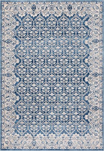 سجادة منطقة مجموعة SAFAVIEH Brentwood - 22.86 سم × 30.48 سم، عاجي وأزرق، تصميم شرقي متعثر، لا يتساقط ويسهل العناية به، مثالي للمناطق ذات حركة المرور العالية في غرفة المعيشة وغرفة النوم (BNT869A) in Kuwait