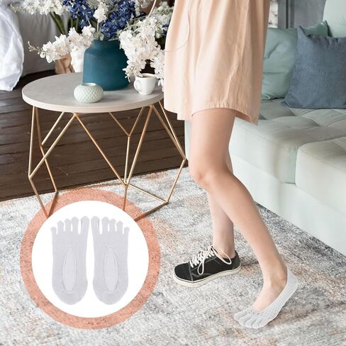 Mozeat Lens 5 Pairs No Show Toe Socks Women Five Finger Socks Orthopedic Compression Toe Socks Invisible Boat Socks Soft Breathable Full Toe Yoga Socks Non-Slip Toe Separator Socks, 5 Colors in Saudi Arabia
