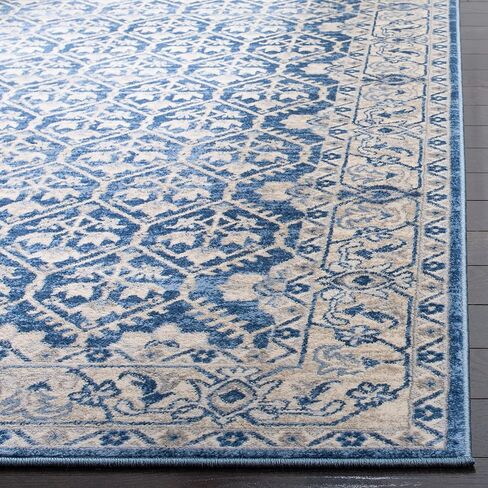 SAFAVIEH Brentwood Collection Area Rug - 3' Round, Light Grey & Blue, Oriental Distressed Design, Non-Shedding & Easy Care, Ideal for High Traffic Areas in Living Room, Bedroom (BNT869G) in Saudi Arabia