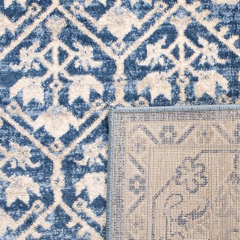 SAFAVIEH Brentwood Collection Area Rug - 3' Round, Light Grey & Blue, Oriental Distressed Design, Non-Shedding & Easy Care, Ideal for High Traffic Areas in Living Room, Bedroom (BNT869G) in Saudi Arabia