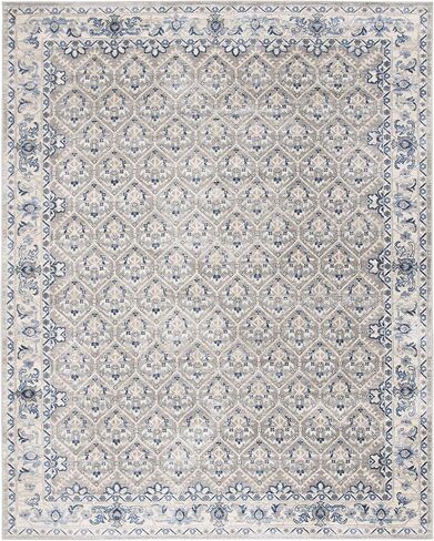 سجادة منطقة مجموعة SAFAVIEH Brentwood - 22.86 سم × 30.48 سم، عاجي وأزرق، تصميم شرقي متعثر، لا يتساقط ويسهل العناية به، مثالي للمناطق ذات حركة المرور العالية في غرفة المعيشة وغرفة النوم (BNT869A) in Kuwait
